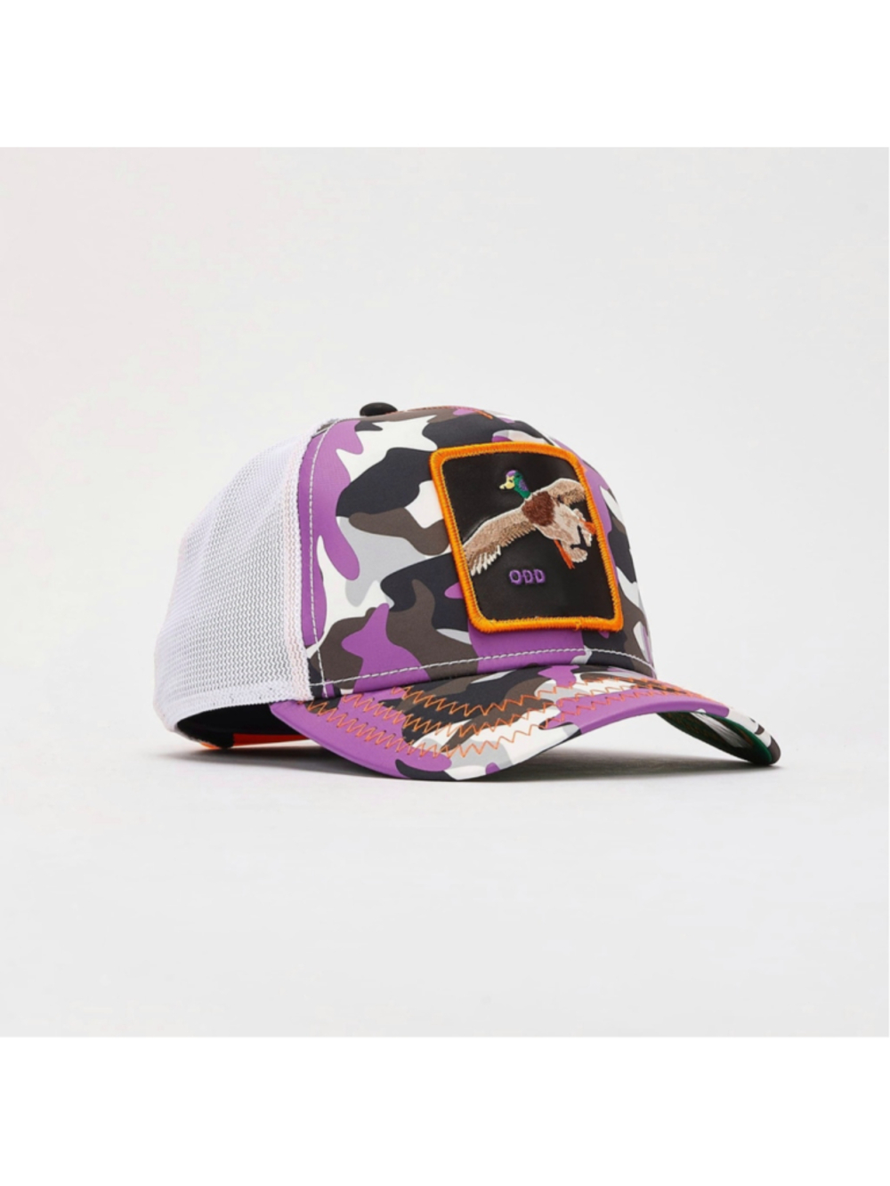 Goorin Bros Lil Strange Duck trucker hat purple camo ODD embroidered patch cap